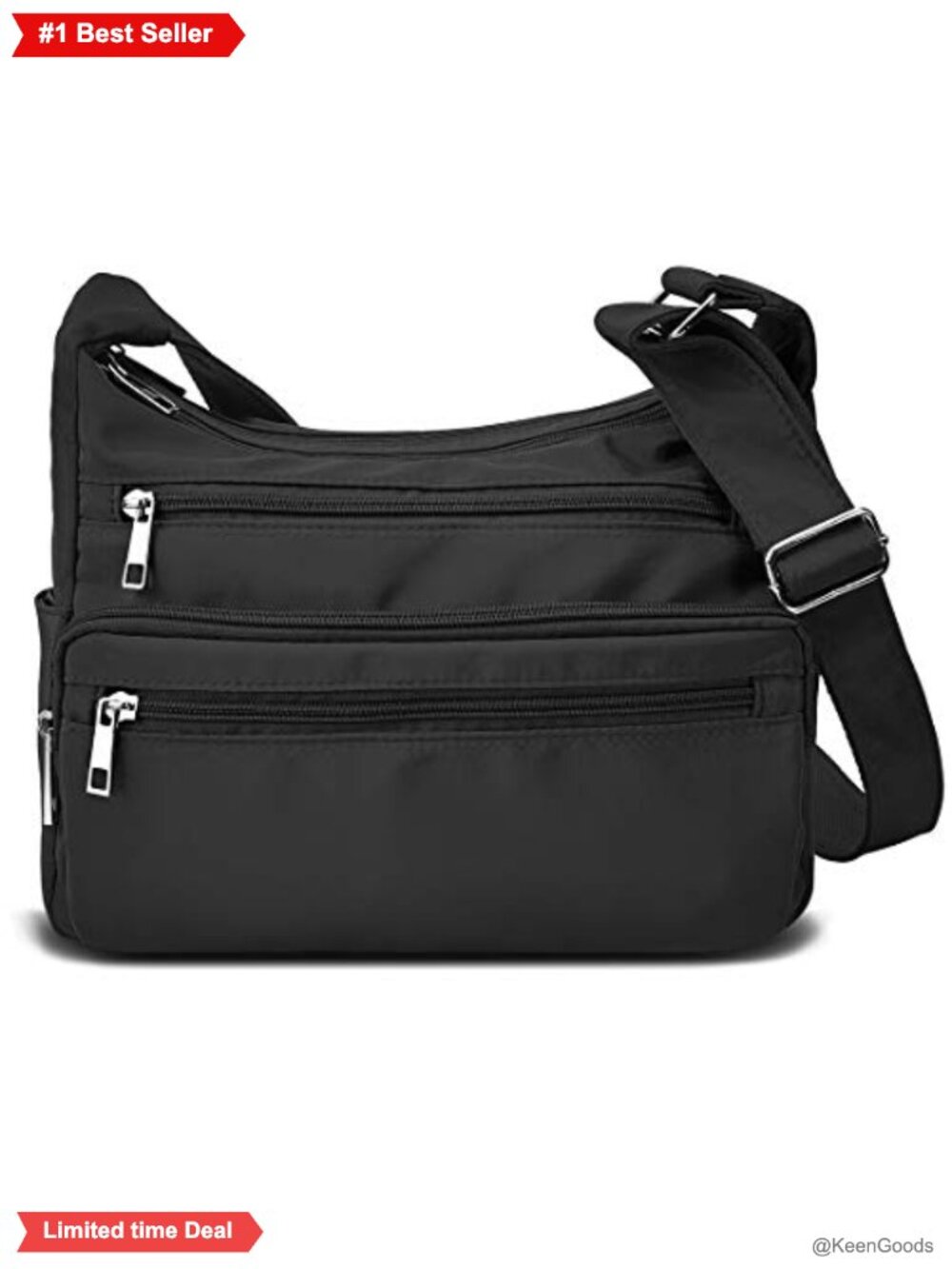 RFID Nylon Multi Pocket Crossbody Bag Lightweight Travel Handbag